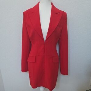 Chic Red Women's Blazer Dress